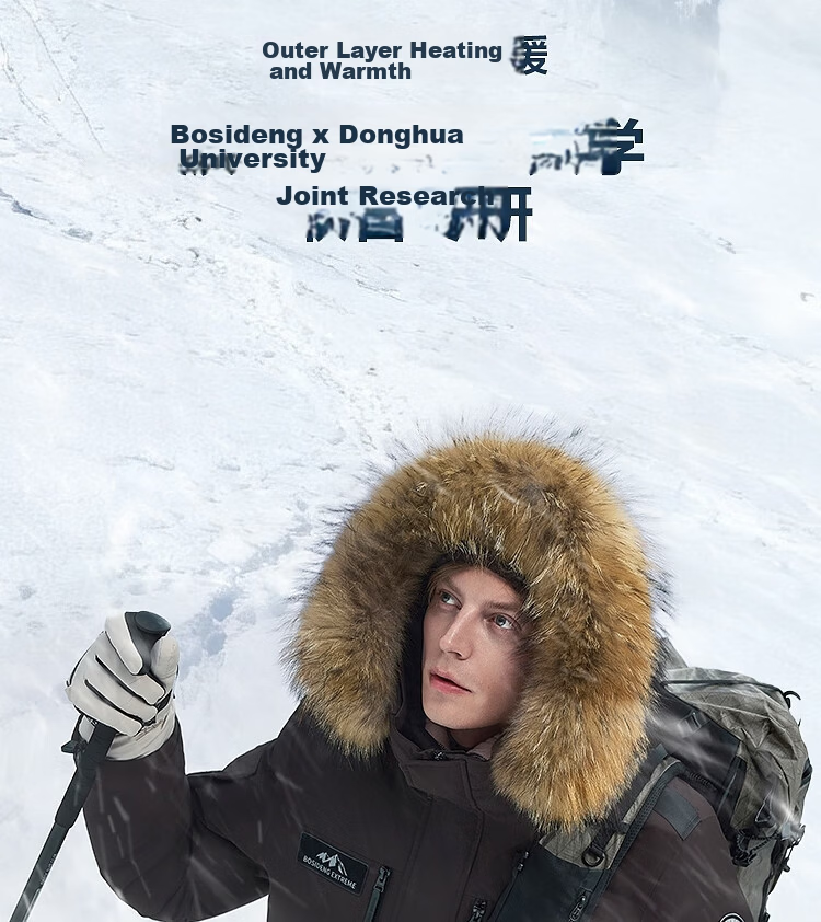 BOSIDENG 25-Year Winter Extreme Cold Northeast Special Thickened Goose Down Unisex Mall-Style Down Jacket with Large Fur Collar 9