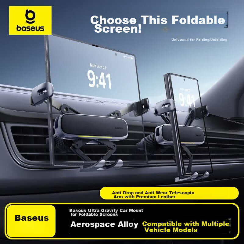 BASEUS Foldable Screen Car Phone Holder Air Vent Tablet Stand for Huawei Mate X5 X6 Xiaomi Oppo