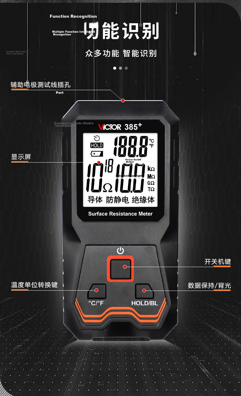 VICTOR VC960B Handheld Insulation Resistance Tester Digital Megohmmeter Multimeter 2-in-1 7
