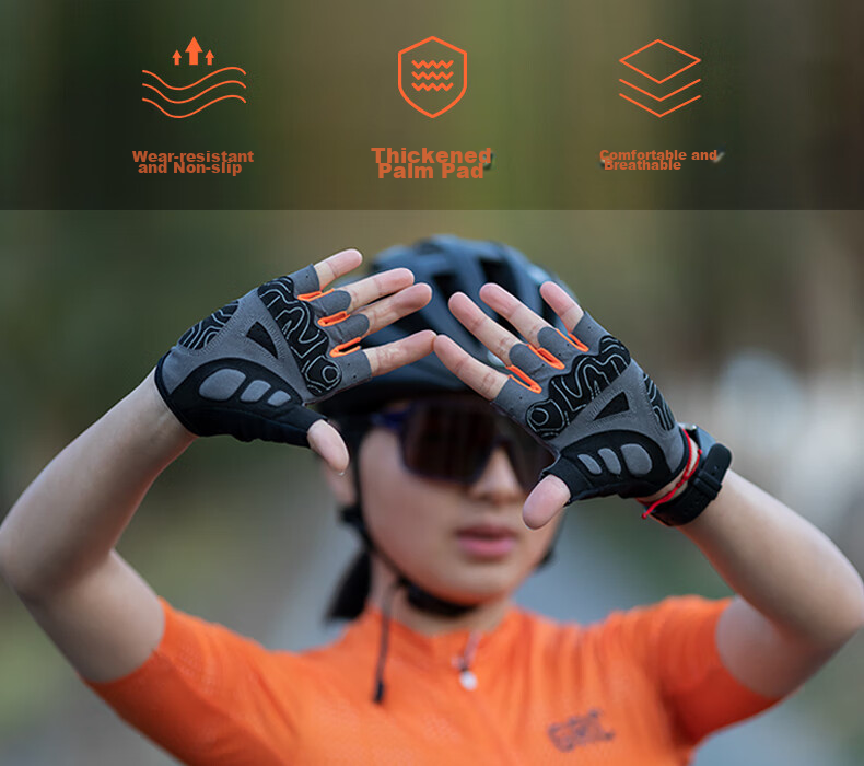 CAVALRY Bicycle Fingerless Gloves, Summer Unisex, for Road Bikes And Mountain Bikes, Shock-Absorbing, Breathable Cycling Gear, Black And Blue, Size L 1