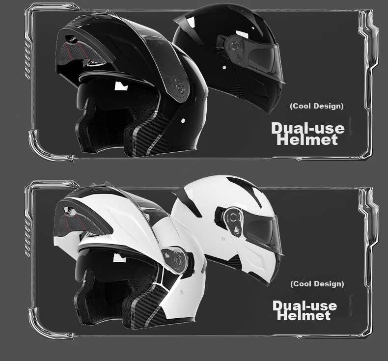 AD Motorcycle Flip-up Helmet 3C Certified Unisex Four-Season Flip-up Helmet Class A Winter Anti-Fog Full Face Motorcycle Helmet Summer Electric Scooter Safety Helmet K9 Black Red Dust 23