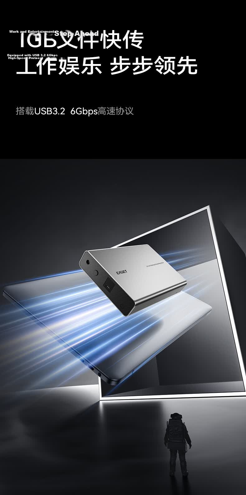 EAGET 3TB Portable Hard Drive Desktop Storage Type-C 3.2 High-Speed Large Capacity Storage 3.5-Inch 3