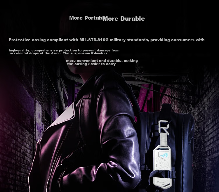 ASUS ROG STRIX ARION White Phantom Standard Edition M.2 NVMe External SSD Enclosure Full Aluminum Body/10Gbps 14