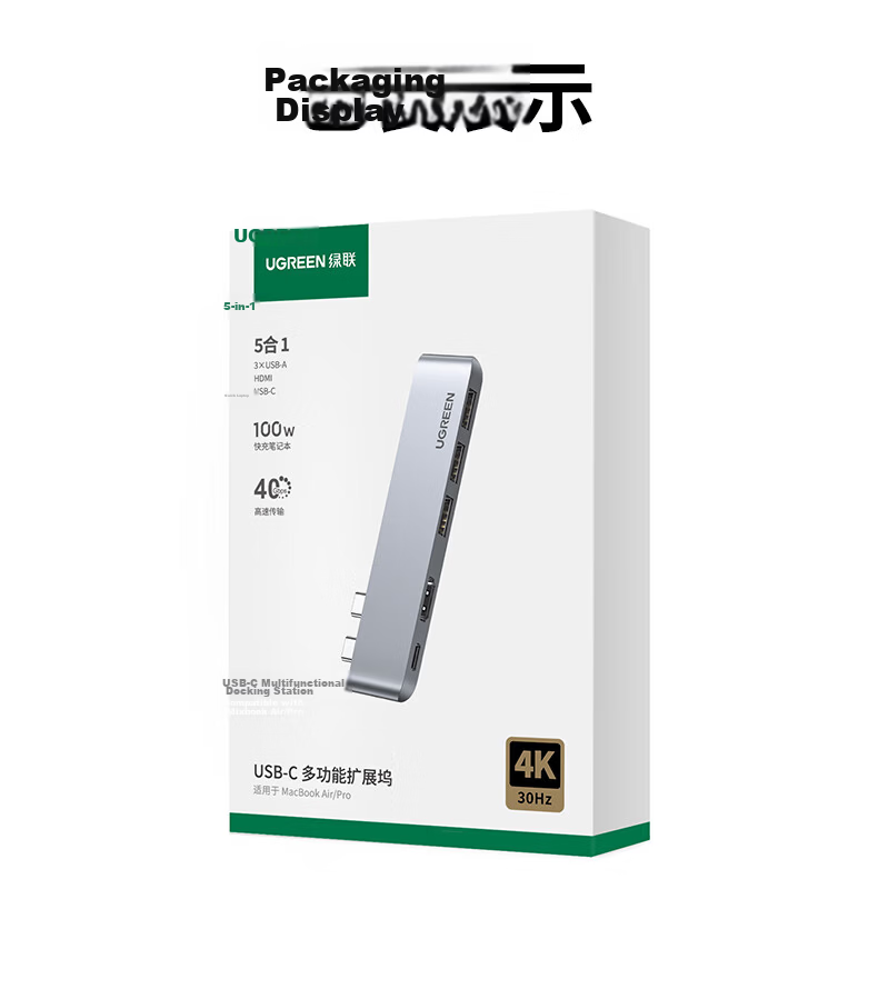 UGREEN Type-C Expansion Dock, Direct Plug-In Expansion Dock for Apple MacBook Pro/Air, Compatible with M3/M4 Chip Laptops, Thunderbolt 4/5 Converter, USB 3.0 Card Reader, C Port 24