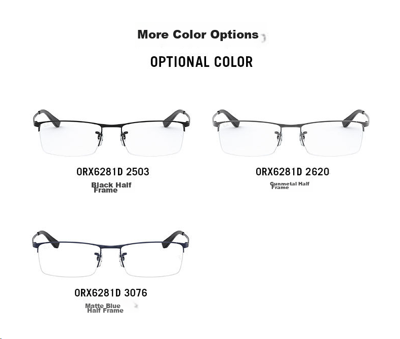 RayBan Optical Frames, Semi-Rimless Glasses for Men And Women, Prescription Eyewear 0RX6281D, Gift 4