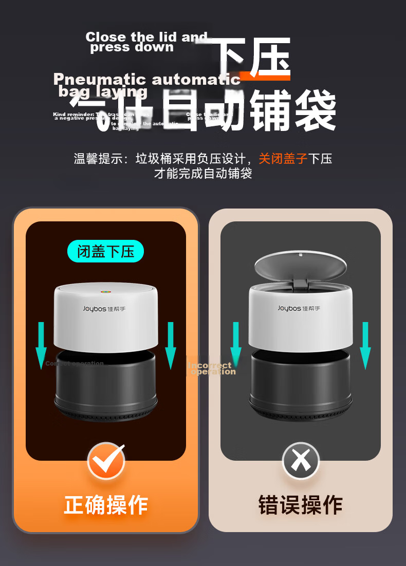 Jiabangshou Desktop Air Pressure Trash Can 2.1L with Lid for Car, Coffee Table, Dining Table, Office Desk, Bedside Cabinet 1