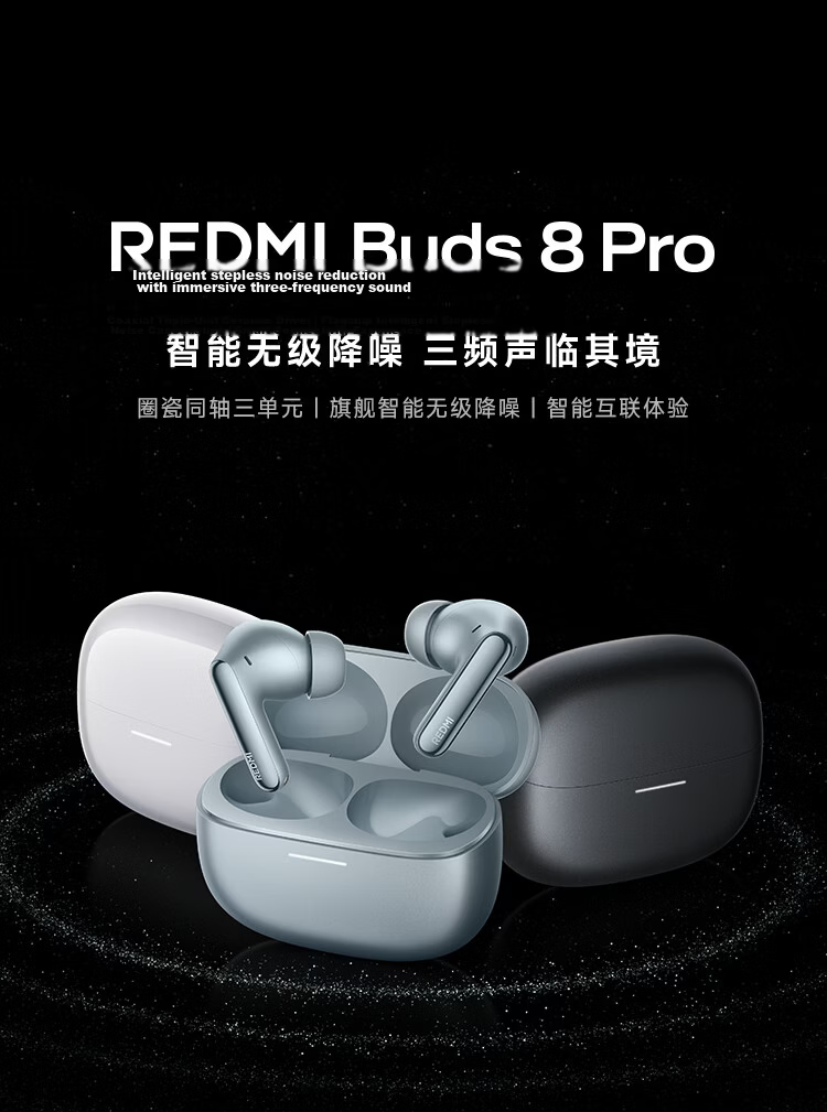 MI REDMI Buds 8 Pro True Wireless Bluetooth Noise Cancelling In-Ear Earphones for Android and Apple Phones Ice Glaze White 1