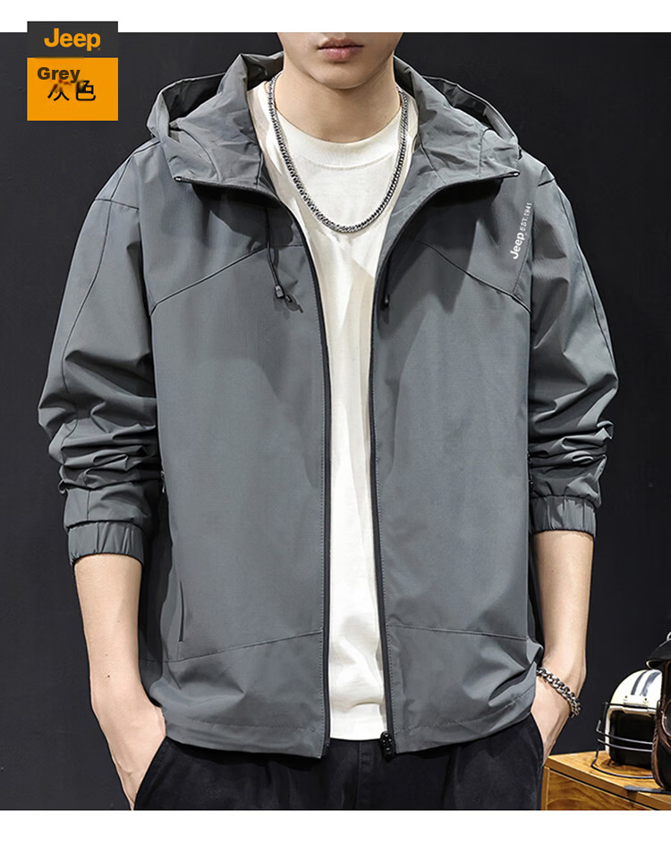 JEEP Men's Autumn Winter Hooded Casual Workwear Jacket Black XL 17