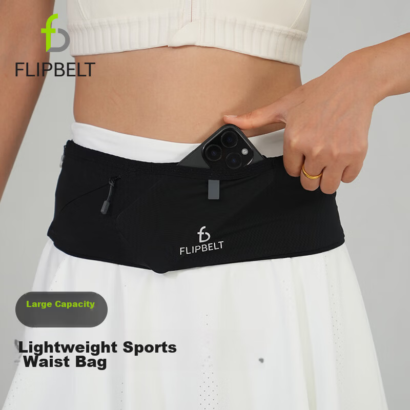 FlipBelt Lightweight Waist Pack Running Sports Outdoor Fitness Hiking Cycling Slim Phone Bag Black XS