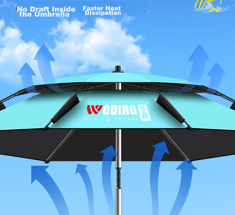 Woding Fishing Umbrella Full Stainless Steel Pole Sunshade Reinforced Thickened 10-Layer Stormproof Fishing Umbrella Camping Outdoor Beach Umbrella 18