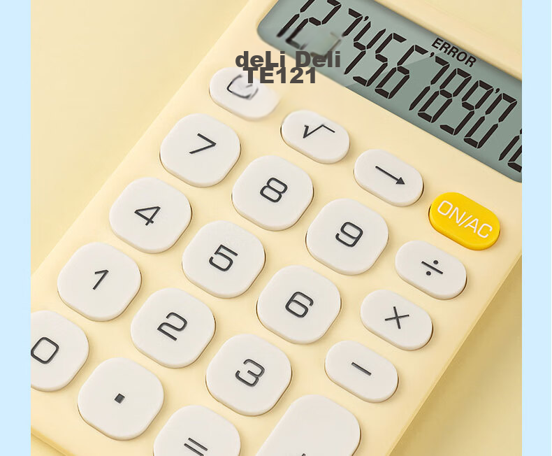 Deli Lightweight Portable Calculator 12-Digit Display Financial/Personal Calculator for Kids Office/Study Supplies TE121 Yellow 10