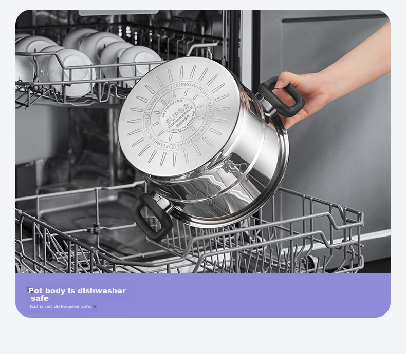 SUPOR Explosion-Proof Pressure Cooker 7.2L 304 Stainless Steel Easy-Open 22cm Compatible with Gas and Induction Cookers with Steaming Rack 20