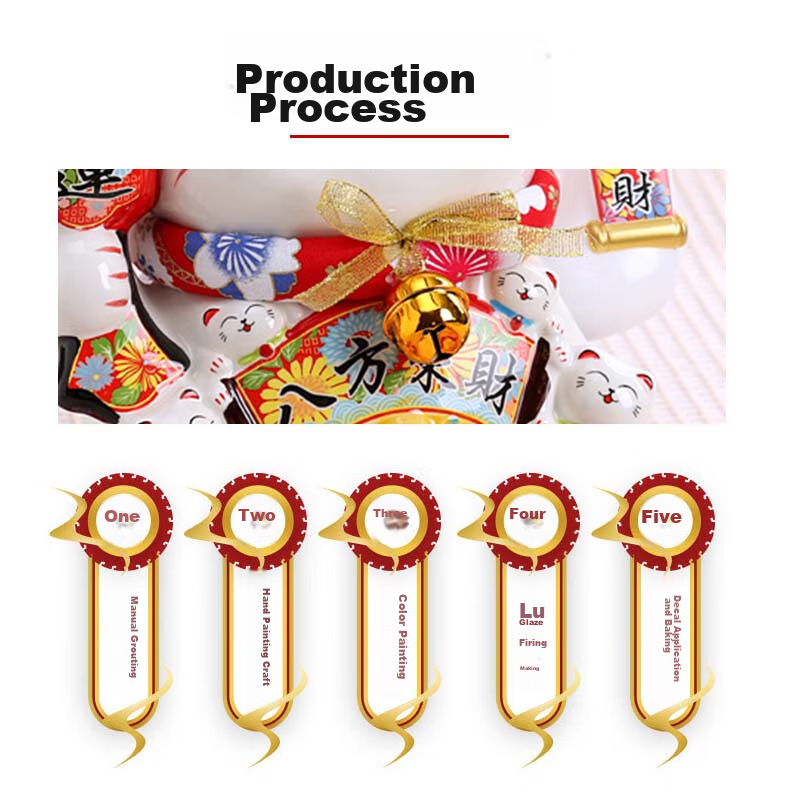 Youjia Liangpin Fortune Beckoning Cat Automatic Waving Hand Living Room Ornament Housewarming Gift Battery Operated 10 Inch Gift Box Set 4