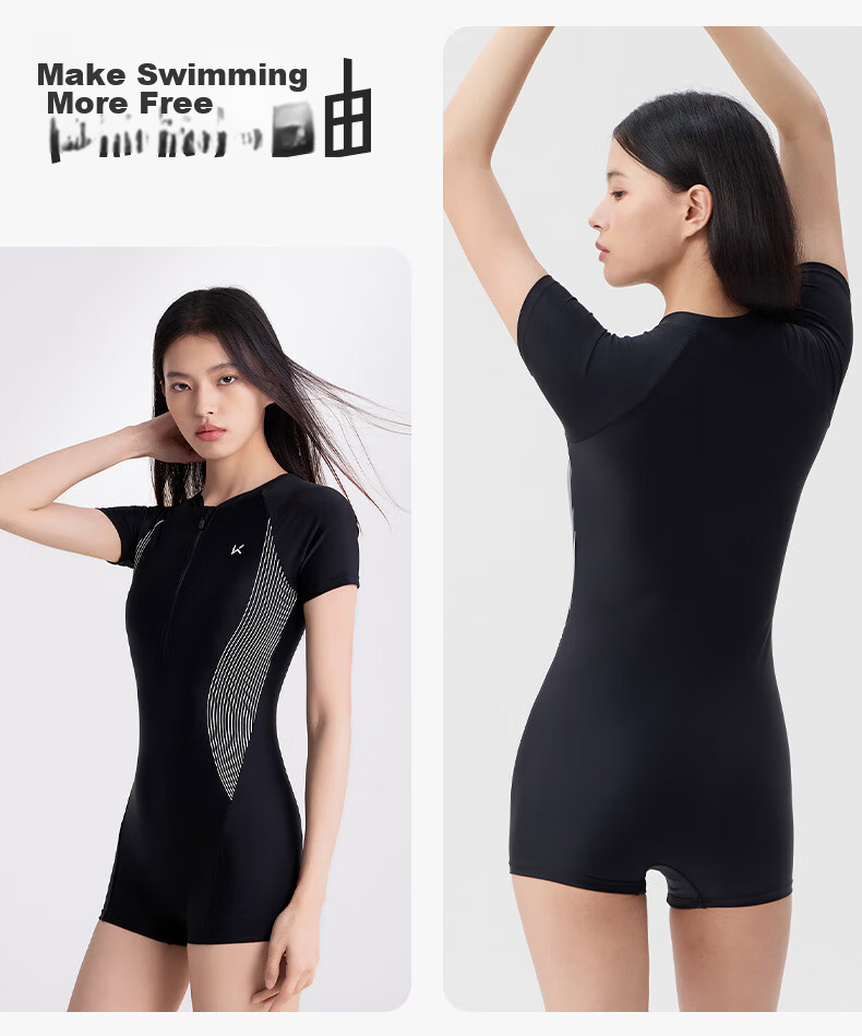 Keep Women's Professional One-Piece Swimsuit, Square Leg, Competitive Speed, Conservative, Plus Size, Hot Spring Swimwear 047, Gray Blue, L 13
