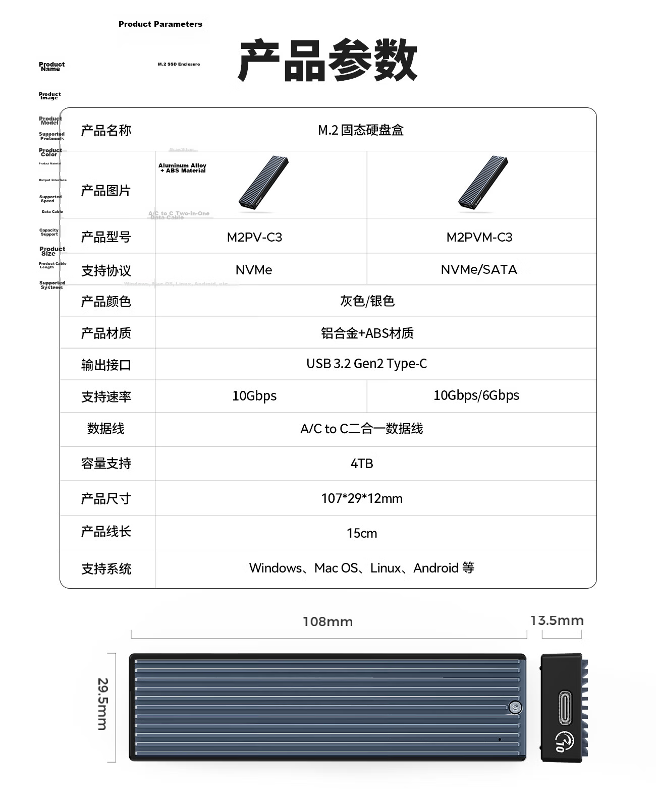 ORICO USB4 40Gbps External SSD Enclosure Compatible with Thunderbolt 4/3 M.2 NVMe Solid State Drive for iPhone Mac Mini Laptop SSD Expansion Aluminum Crystal Series AAGM2 17