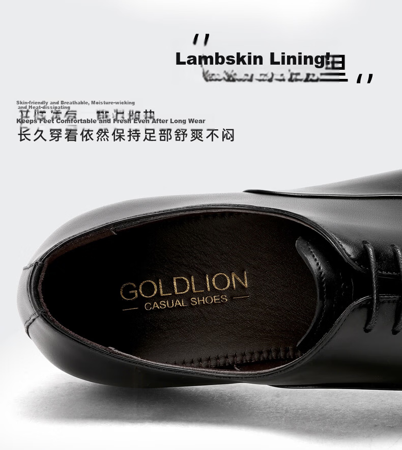 Goldlion Autumn Refresh Men's Business Leather Shoes Luxury High-end Fashion Oxford Shoes G563430765AAA Black Size 41 7