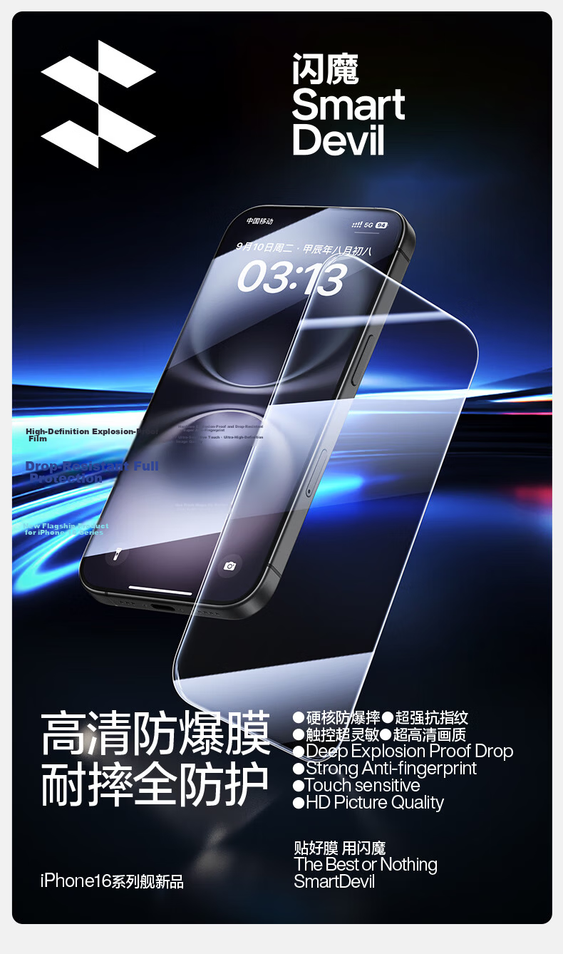 Shanmo Tempered Glass Screen Protector for iPhone 16/15, Clear, Anti-Fingerprint, Explosion-Proof, Drop-Resistant, Non-Full Coverage 1