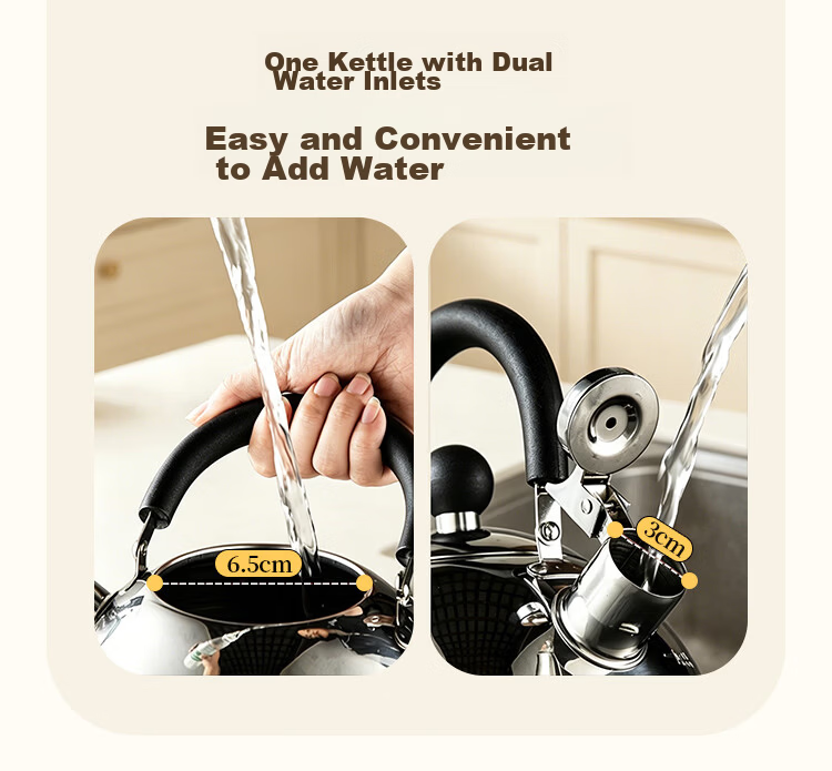 MAXCOOK Kettle, 304 Stainless Steel Whistling Kettle, 3L Thickened Sound-Making Zinc Alloy Spout, Compatible with Induction Cooker MCH5503 4