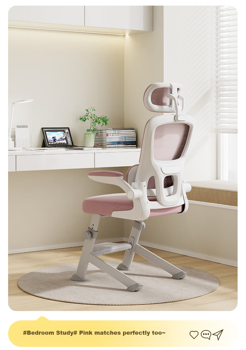 Deli KF268S Ergonomic Computer Chair for Middle School Students Adjustable Height Folding Armrests with Footrest 28