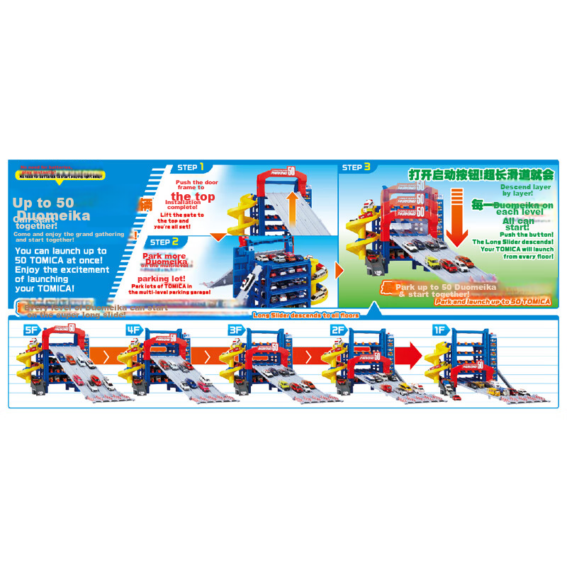Парковочный комплекс TAKARA TOMY GOGO Sliding Parking Lot 298496 для детей от 3 лет, без батареек