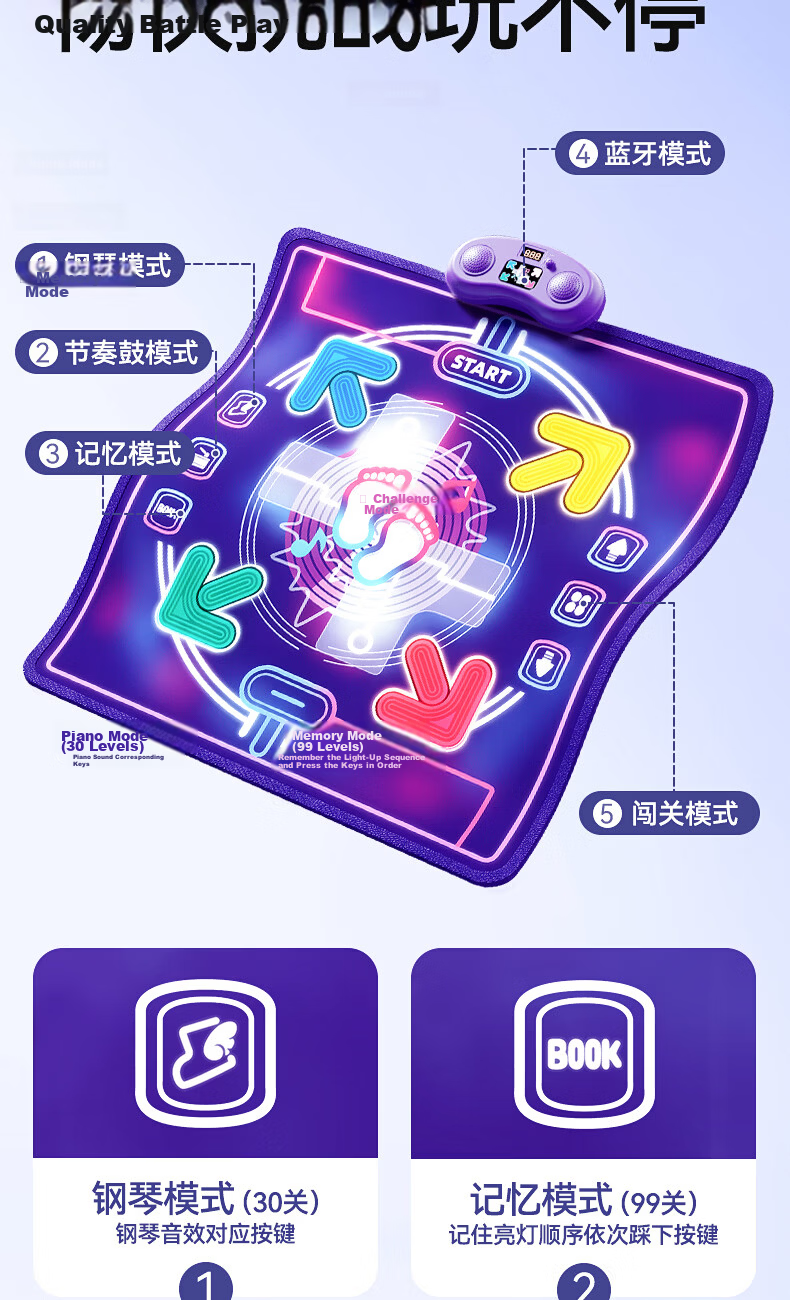 Osage Kids Girls Toy Dance Mat 7-14 Years Music Double Dance Mat Home Exercise Machine Birthday Gift for Girls 6