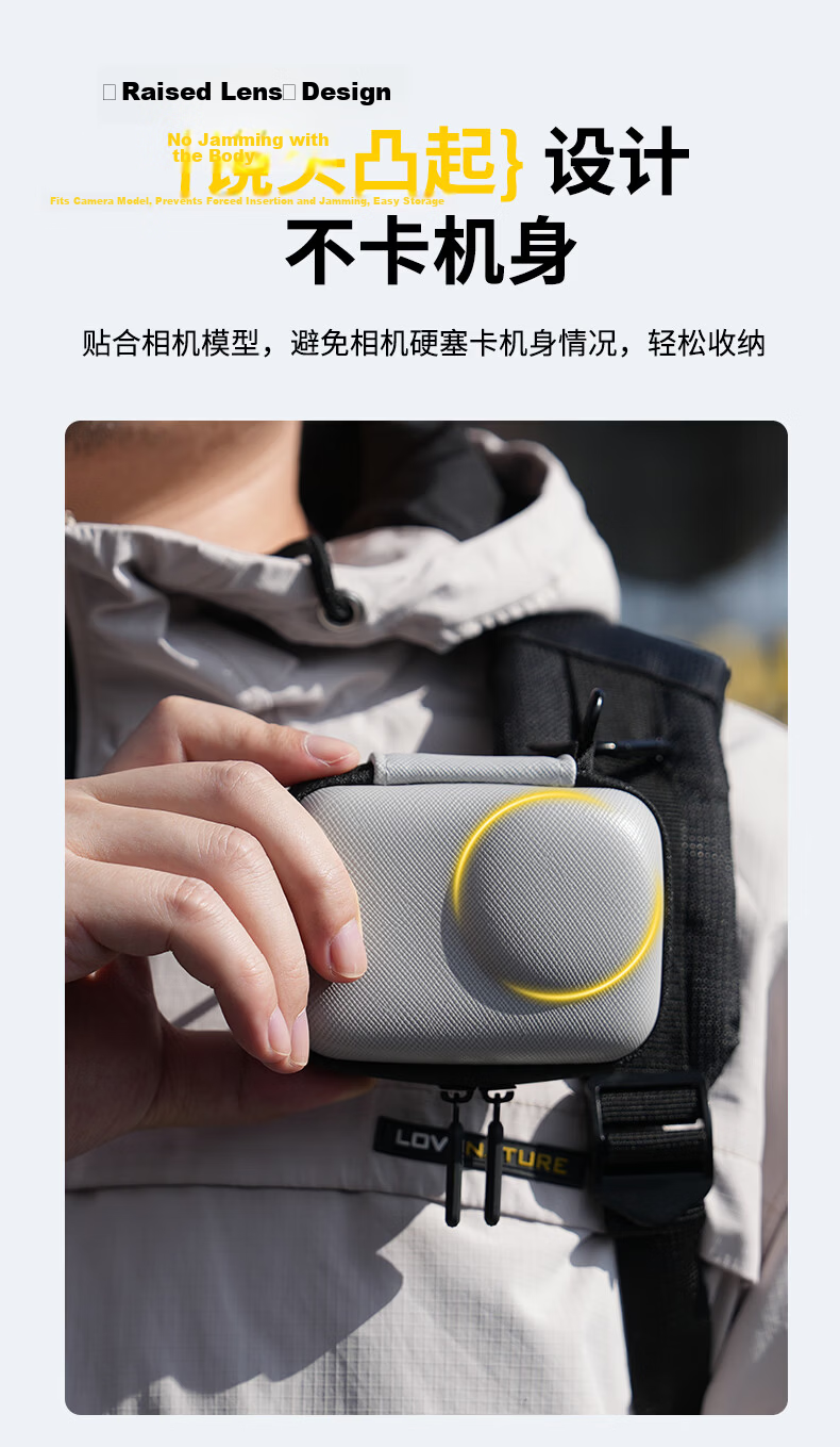 Pisen Compatible with DJI Action 6 Sports Camera Cage Storage Bag Quick Portable Protective Mini Case Accessory Quick Release Storage Box Scratch-Resistant Shockproof Gentleman Gray 7