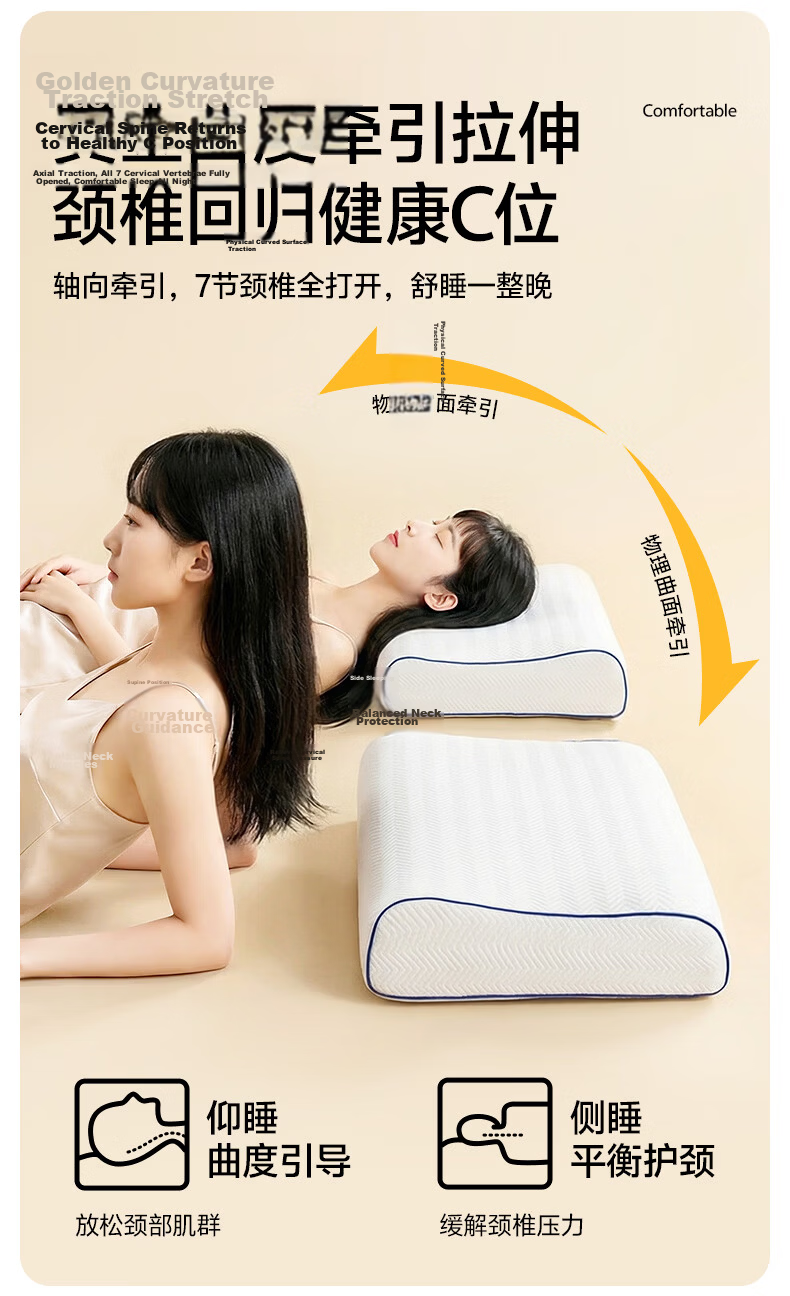 Mi Xiaoshu Memory Foam Pillow Cervical Spine Support Neck Pillow Deep Care Slow Rebound Adult Sleep Pillow Special for Cervical Spondylosis Antibacterial Breathable 8