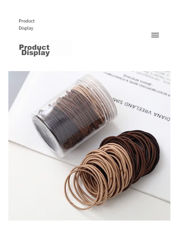 UPLUS 100-Pack High Elastic Thin Hair Ties Hair Bands Hair Elastics Milk Coffee Color Teacher's Day Gift 8