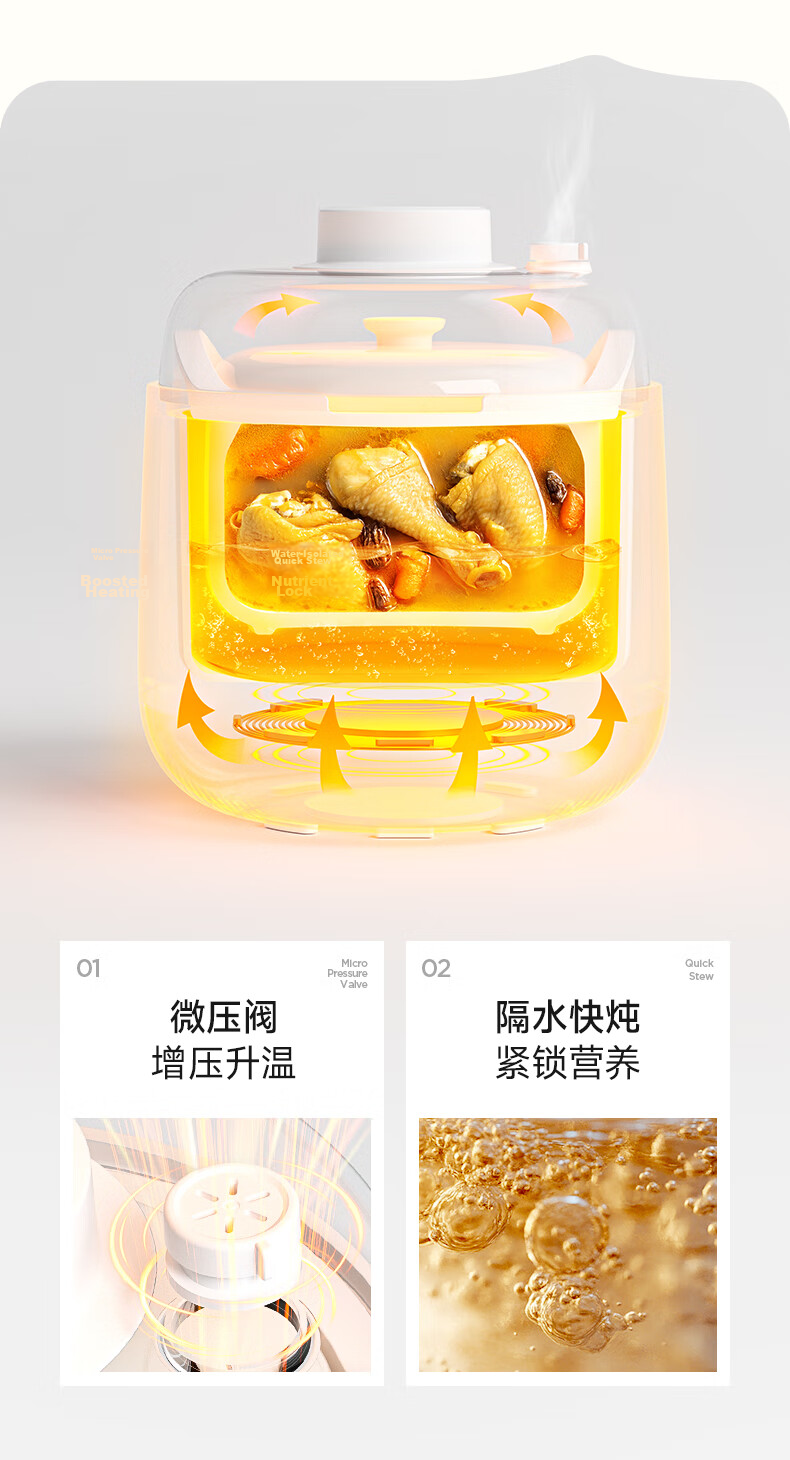 Ankale Micro Pressure Electric Stew Pot 1L Multifunctional Ceramic Inner Pot Electric Stewing Cooker Soup Pot Porridge Bird's Nest Baby Food AJL-10D02 4