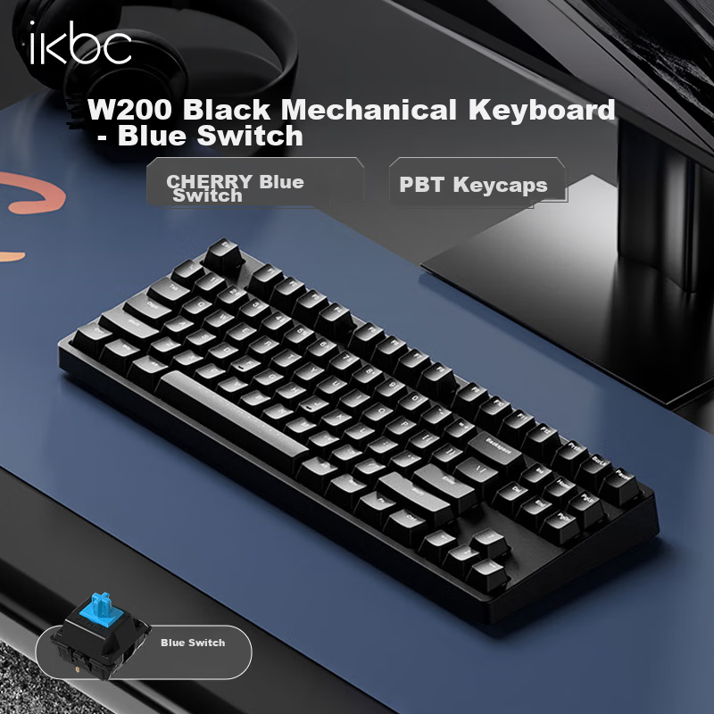 Ikbc W200 Wireless Mechanical Keyboard 87 Keys Office Typing Cherry MX Blue Switch Industrial Gray