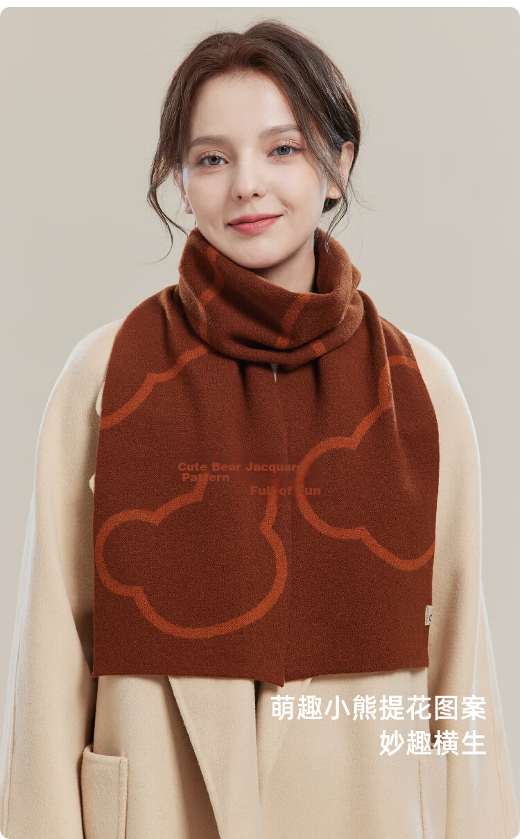 JIUMU Pure Wool Scarf Women's Autumn Winter Warm Neck Warmer Red Gift Box for Birthday and Festivals 5