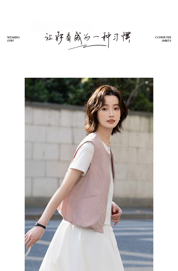Demana [Three-Proof Black Technology] Spring Outdoor Curved Seam Sleeveless Pocket Loose Fit Petite Women's Vest Jacket 10