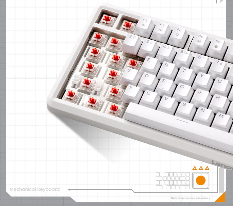 Lenovo Xiaoxin K5 Custom Mechanical Keyboard Full Hot-Swappable, Gaming And Office 79-Key Ring Nu Blue Switch Compatible with Battle Laptop, White And Brown Bruni 12