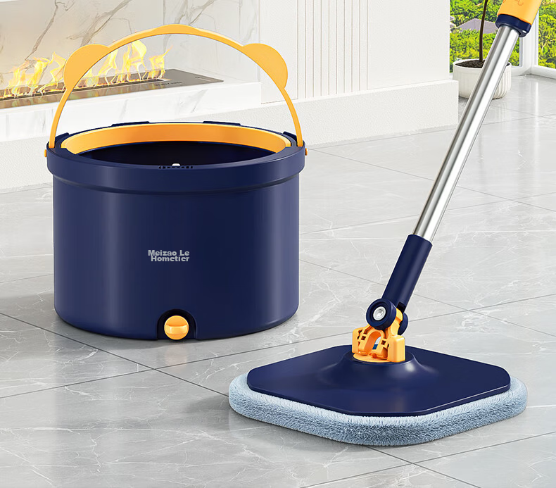 HoMettler Clean and Dirty Separation Spin Mop with 4 Mop Heads, Household One-Mop Cleaning, Hands-Free Washing, Flat Lazy Mop with Glass Cleaner Attachment 2