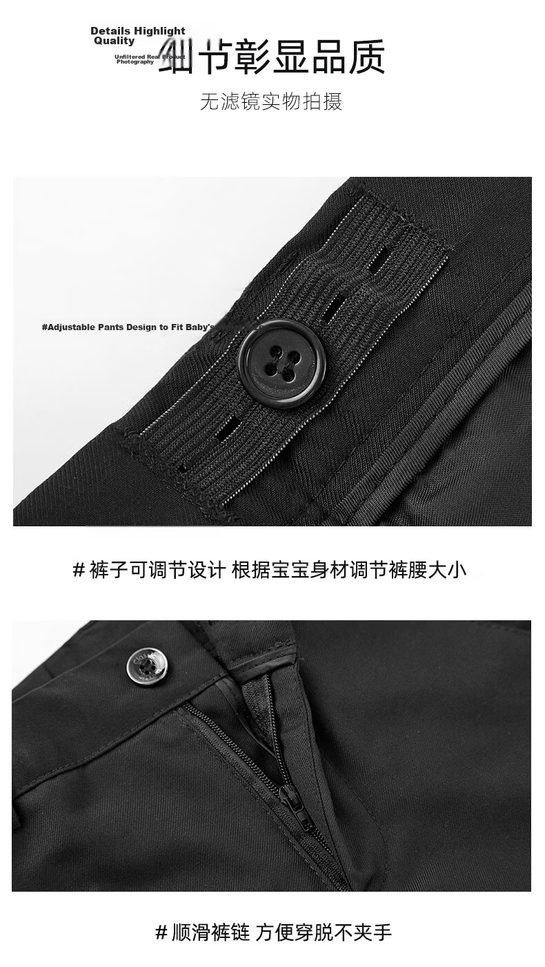 Romon Kids Suit Set Spring Autumn Boys Host Tuxedo Flower Boy Performance Outfit Black 170 17