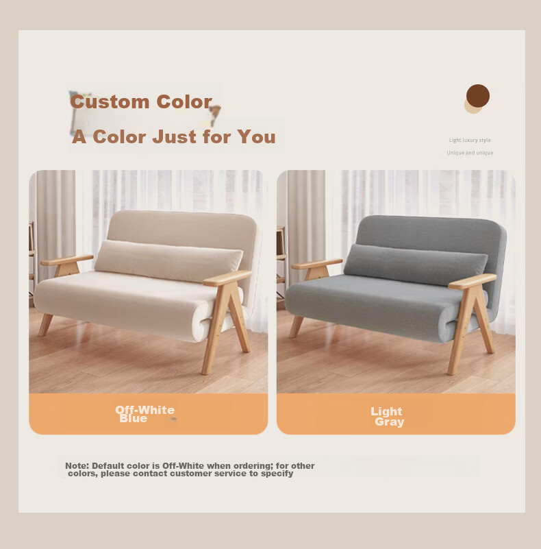 LUOSEN Removable Washable Fabric Single Sofa Bed Nordic Small Apartment Foldable Simple Multifunctional Dual-Use Sofa 80cm 15