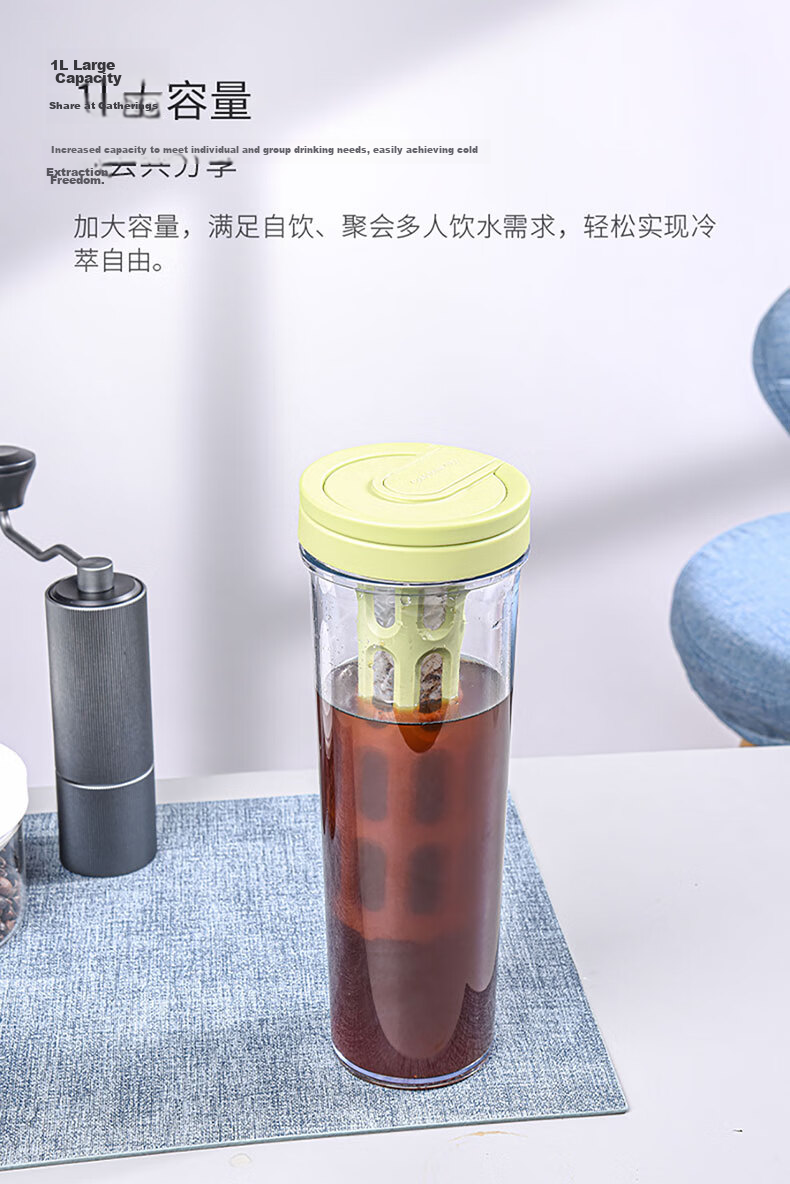 CLITON Cold Brew Coffee Maker Filter Mesh Cold Brew Cup Coffee Filter Pot Water Pitcher Tea Pot Ice Drip Pot Cold Brew Bottle 1L 7