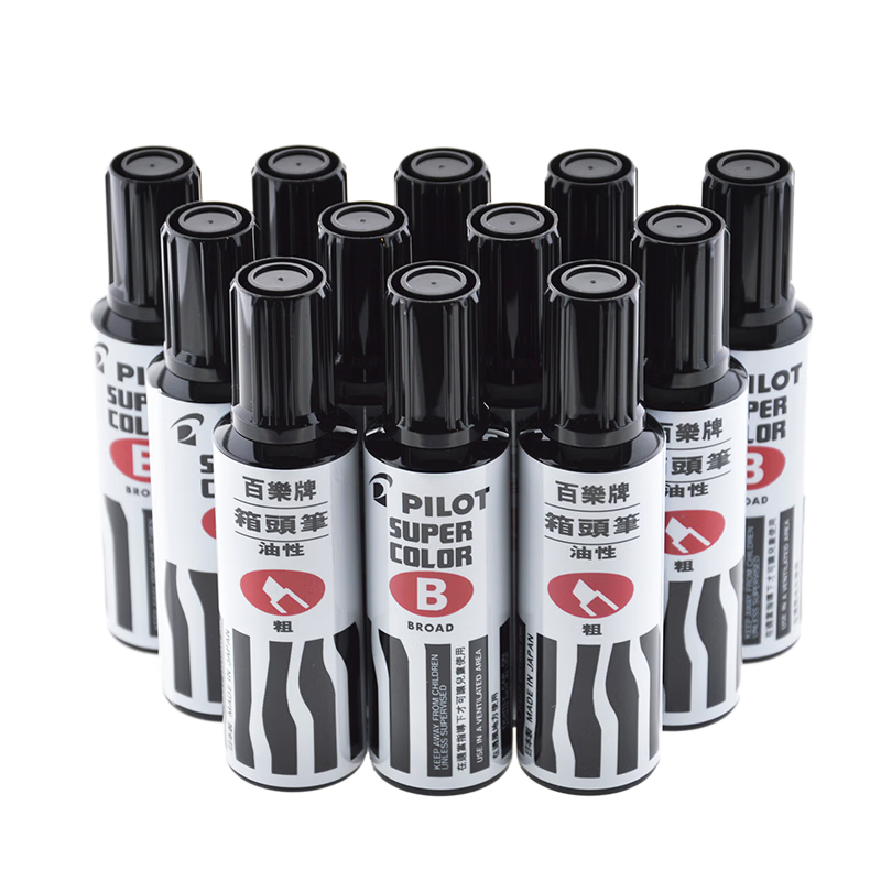 PILOT Oil-Based Marker Pen, Thick Tip Permanent Marker, Large Capacity Logistics Marking Pen SC-BM-B, Black, Pack of 12