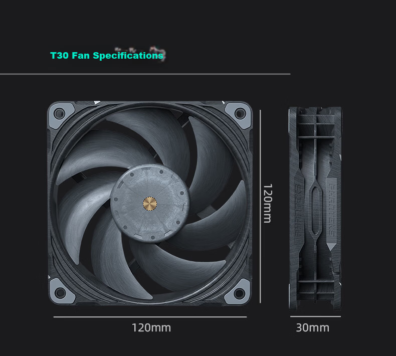 PHANTEKS T30 14cm High Air Pressure Industrial Cooling Fan 3-Pack (Vapo Bearing/Magnetic Levitation Motor/PWM Multi-Mode Adjustable/150,000 Hours) 14