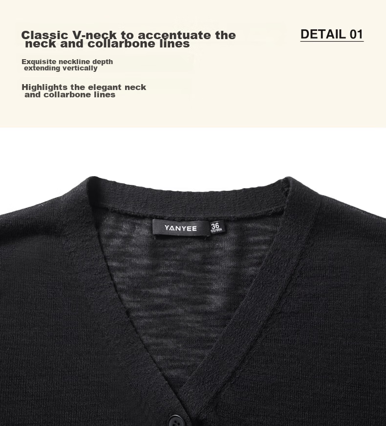 Yanyu Long Sleeve Lightweight Knitwear Women 2026 Summer Simple Versatile Cardigan V-Neck Top Off-White L 4