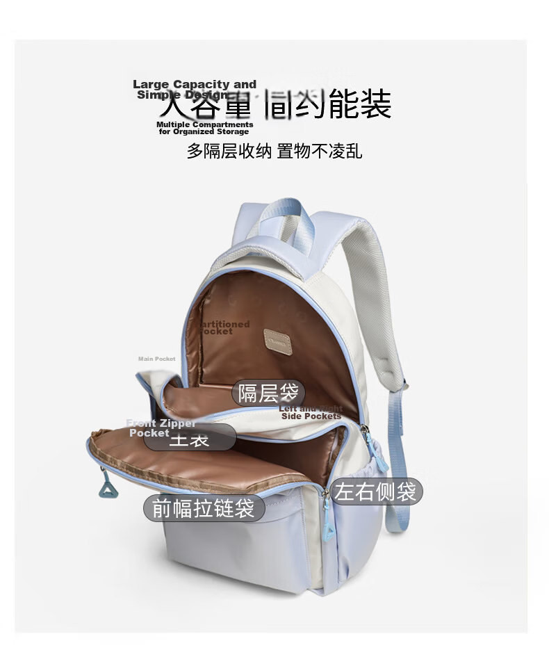 C.BANNER Large Capacity Backpack for Elementary, High School, and College Girls, Practical Portable Laptop Bag, Simple Commuter Shoulder Bag 4