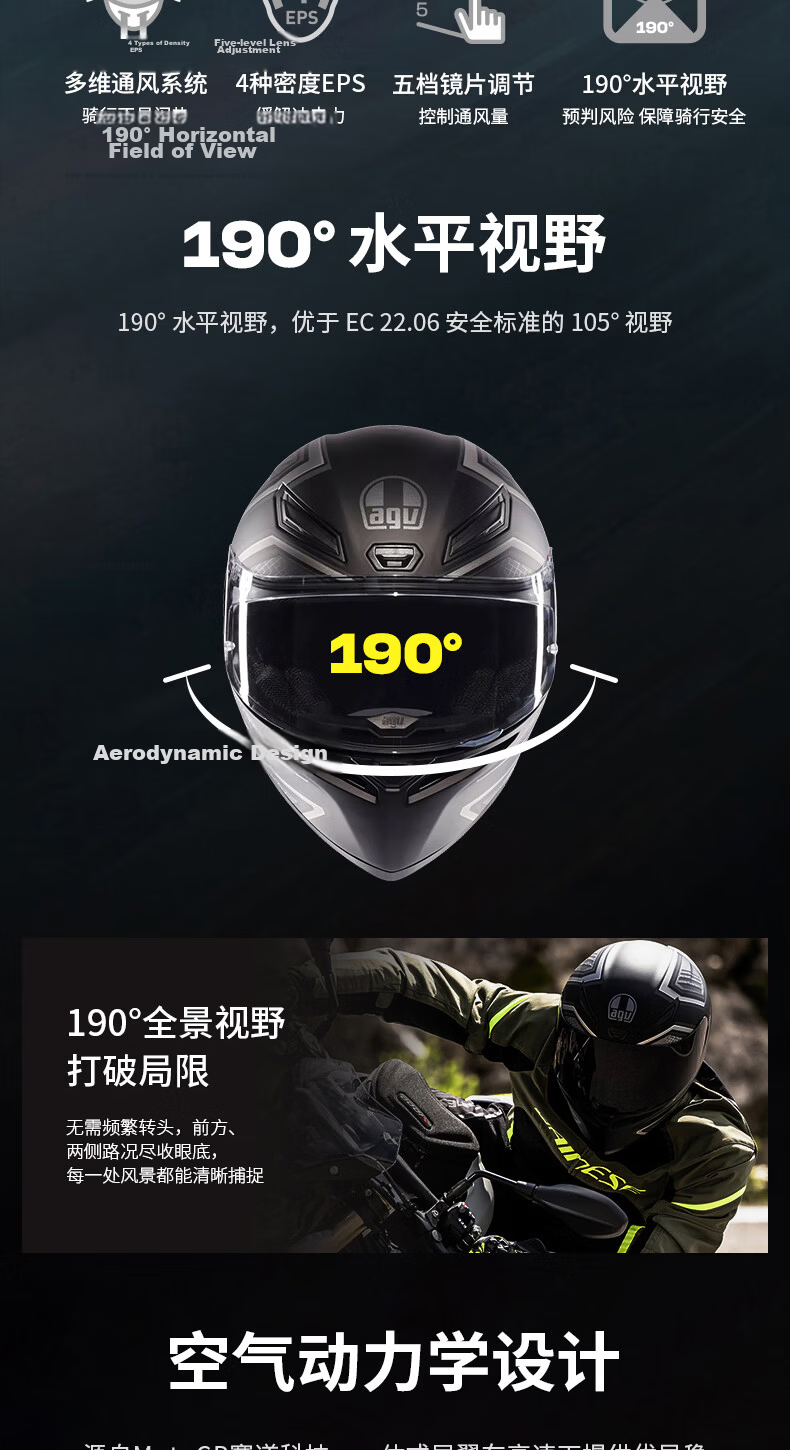 AGV K1S Motorcycle Helmet Full Face 3C Certified Wide Angle Ventilation Breathable Summer White XL (59-61) 2
