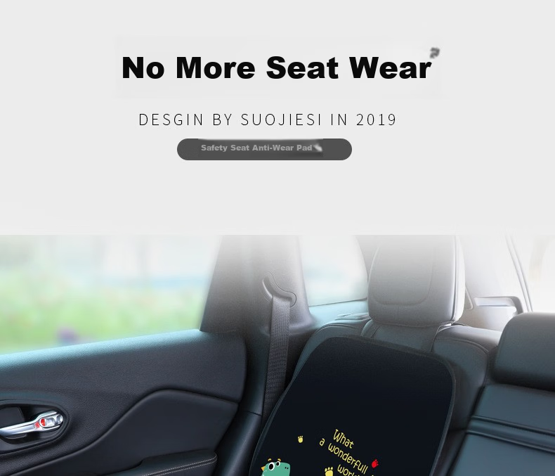 Digalun Car Child Safety Seat Anti-Wear Pad ISOFIX Universal Britax Thickened Non-Slip Protective Mat Creative Cute Cartoon Dinosaur 1