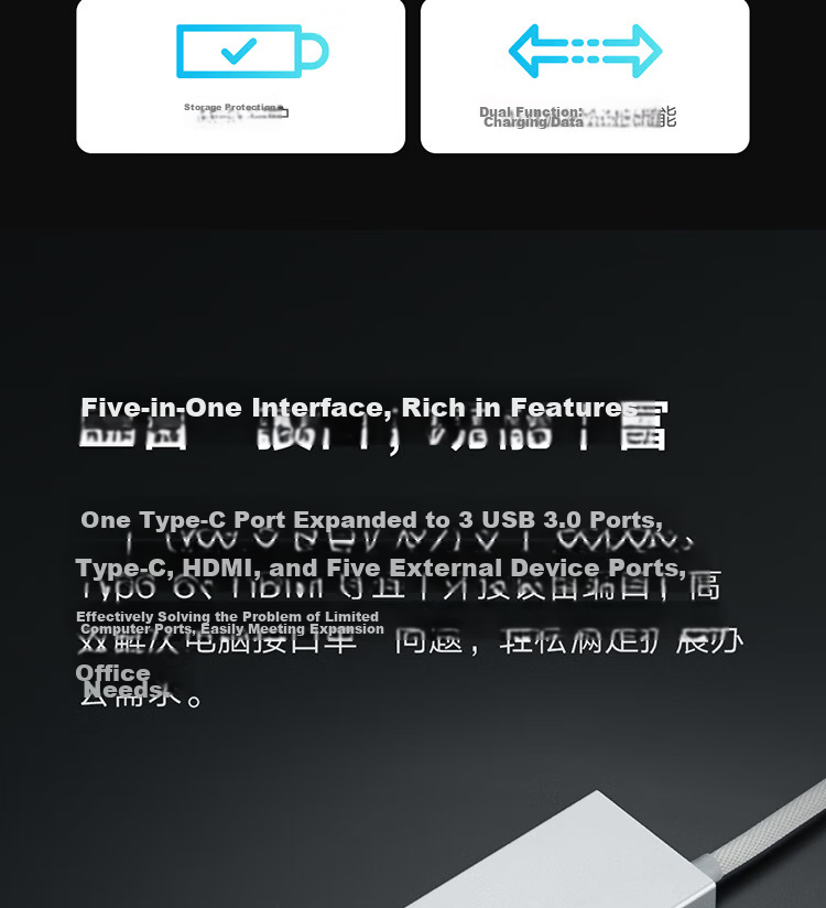 MI Type-C Ten-In Expansion Dock, 4K Ultra HD Screen Mirroring, Gigabit Ethernet Card, PD100W USB3.0, Multifunctional Adapter, MI Redmi Laptop Compatible 4