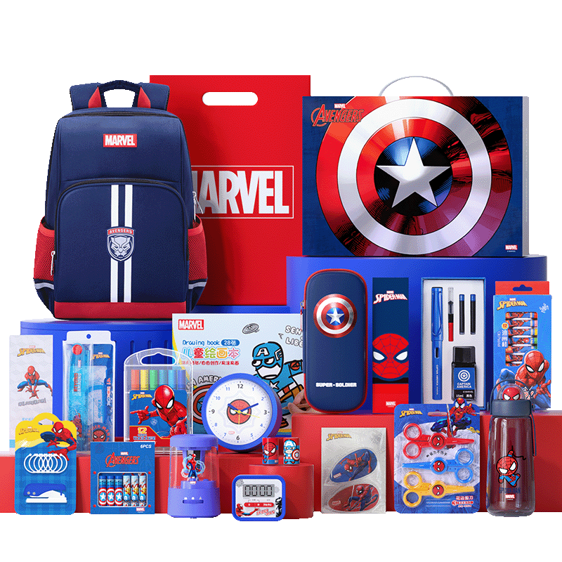 Disney Backpack Primary School Students Grades 3-6 Stationery Set Marvel Gift Box Birthday Present Study Kit