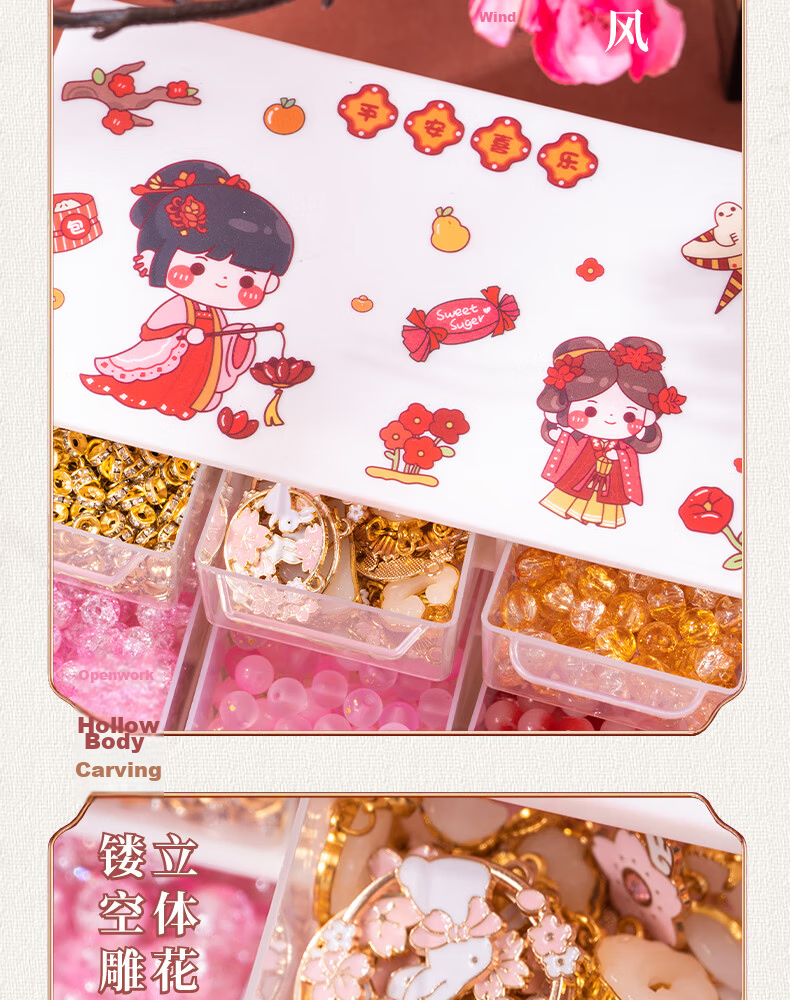 Huangen Children's Princess Hair Accessories Gift Box Set, Jewelry Box Kit for Little Girls, Toy Headwear, Ages 4-6 7-12 Birthday Gift 11