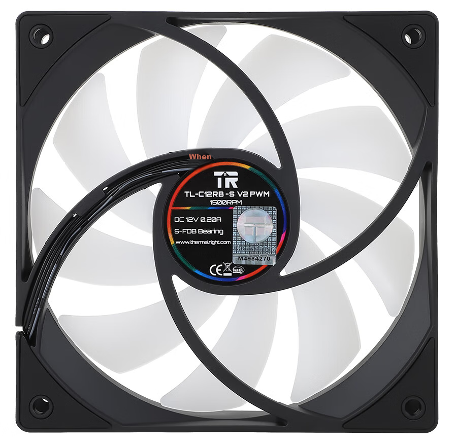 Thermalright TL-C12RW V2 White ARGB 12cm Case Fan, Reverse Airflow, RGB Fan, ARGB Fan, 4-PIN PWM Speed Adjustable Fa 9