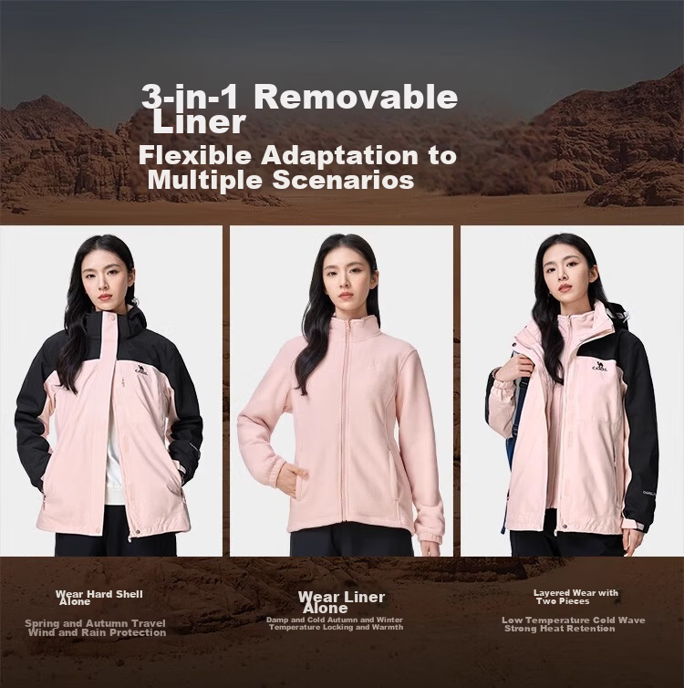 CAMEL Waterproof, Windproof And Breathable Three-In Jacket for Men And Women, Outdoor Windproof Waterproof Coat for Tibet Travel, Hiking And Mountaineering 6