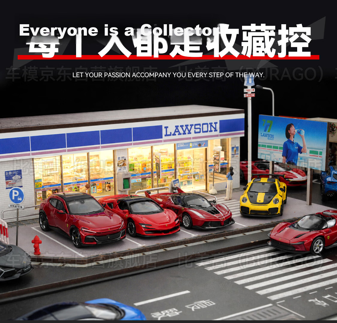 Bimeigao 1:64 Diecast Car Model Assembly Garage Scene High Transparency Acrylic Lighted Parking Lot Display Case 25