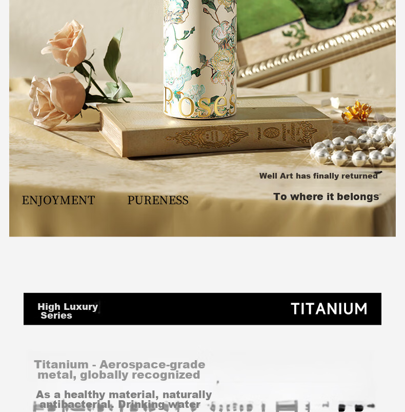 TOMIC Pure Titanium Antibacterial Insulated Water Bottle Van Gogh Collaboration Portable Outdoor Car Travel Pocket Cup Teacher's Day Gift 7